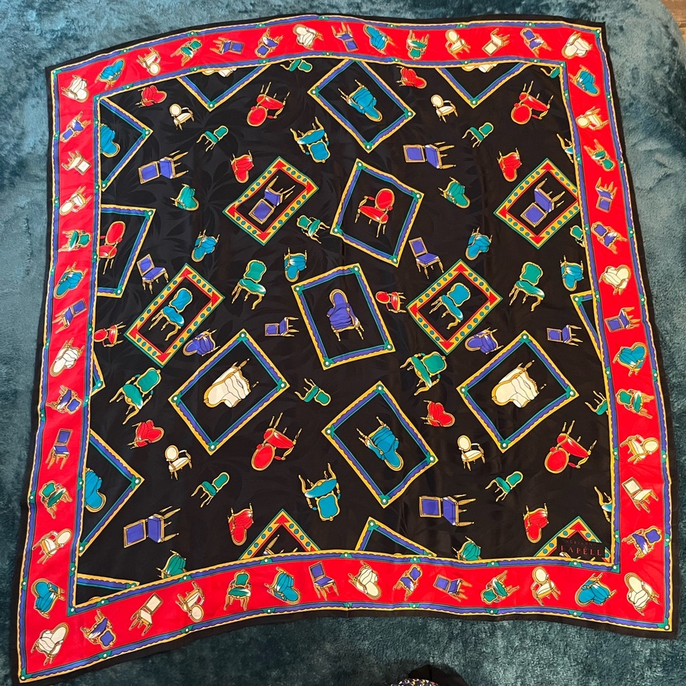 Adrianna Papell Vintage Scarf with Chair Pattern